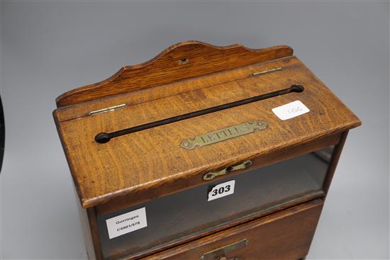 An Edwardian oak letter / book post box, height 33cm